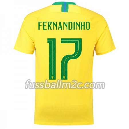 Fußballtrikots Brasilien Fernandinho 17 Heim Trikotsatz WM 2018